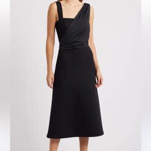 DU PARADIS vienna dress,mixed media a-line in black